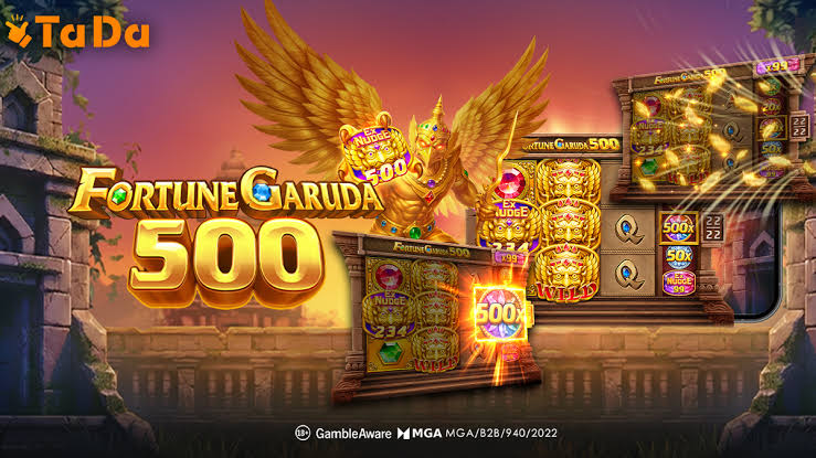 Panel de controles de Fortune Garuda 500 con el selector de apuesta y el botón de giro