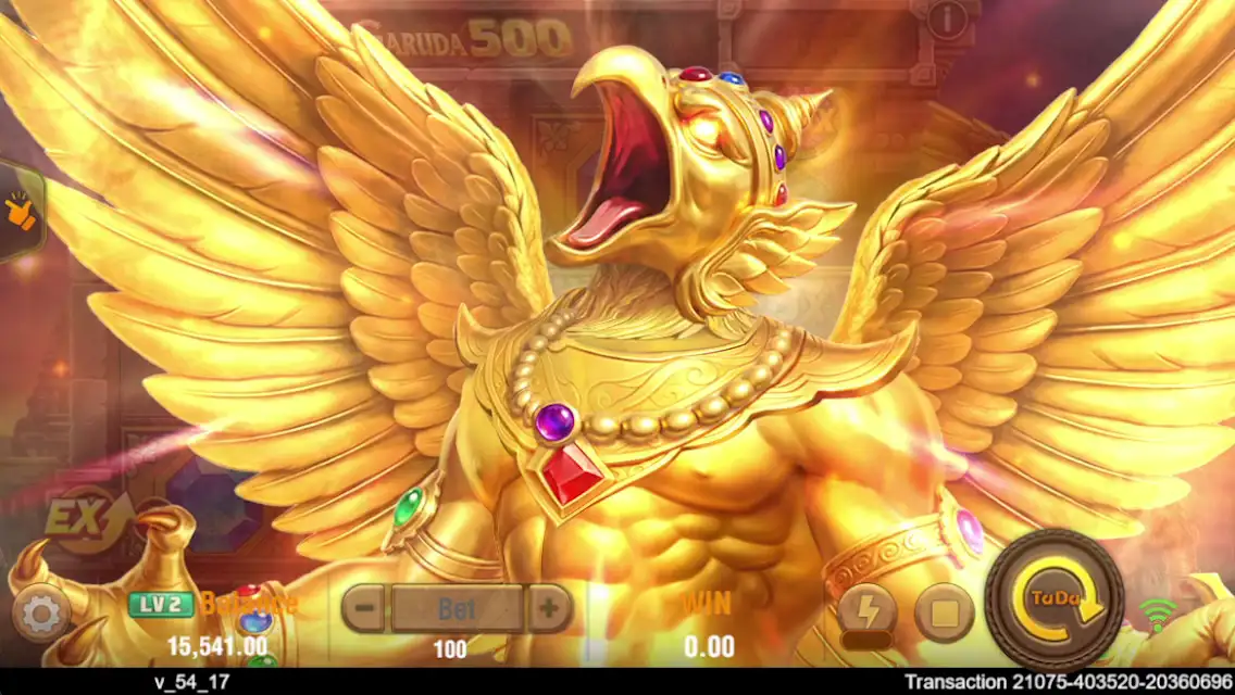 Pantalla de la versión demo de Fortune Garuda 500 con saldo virtual